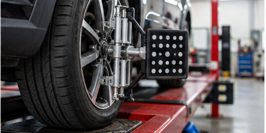 Wheel alignment equipment mounted to a tire